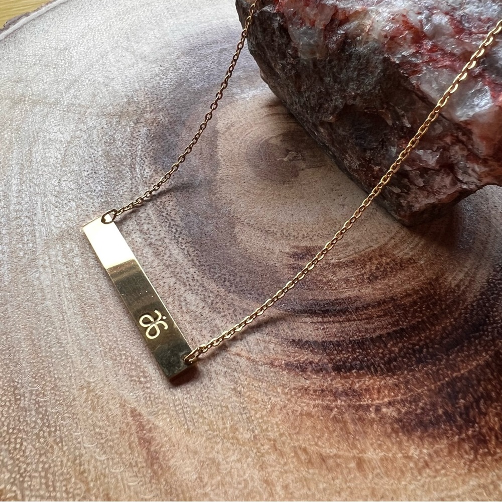 Arbonne Gold Bar Necklace with Logo